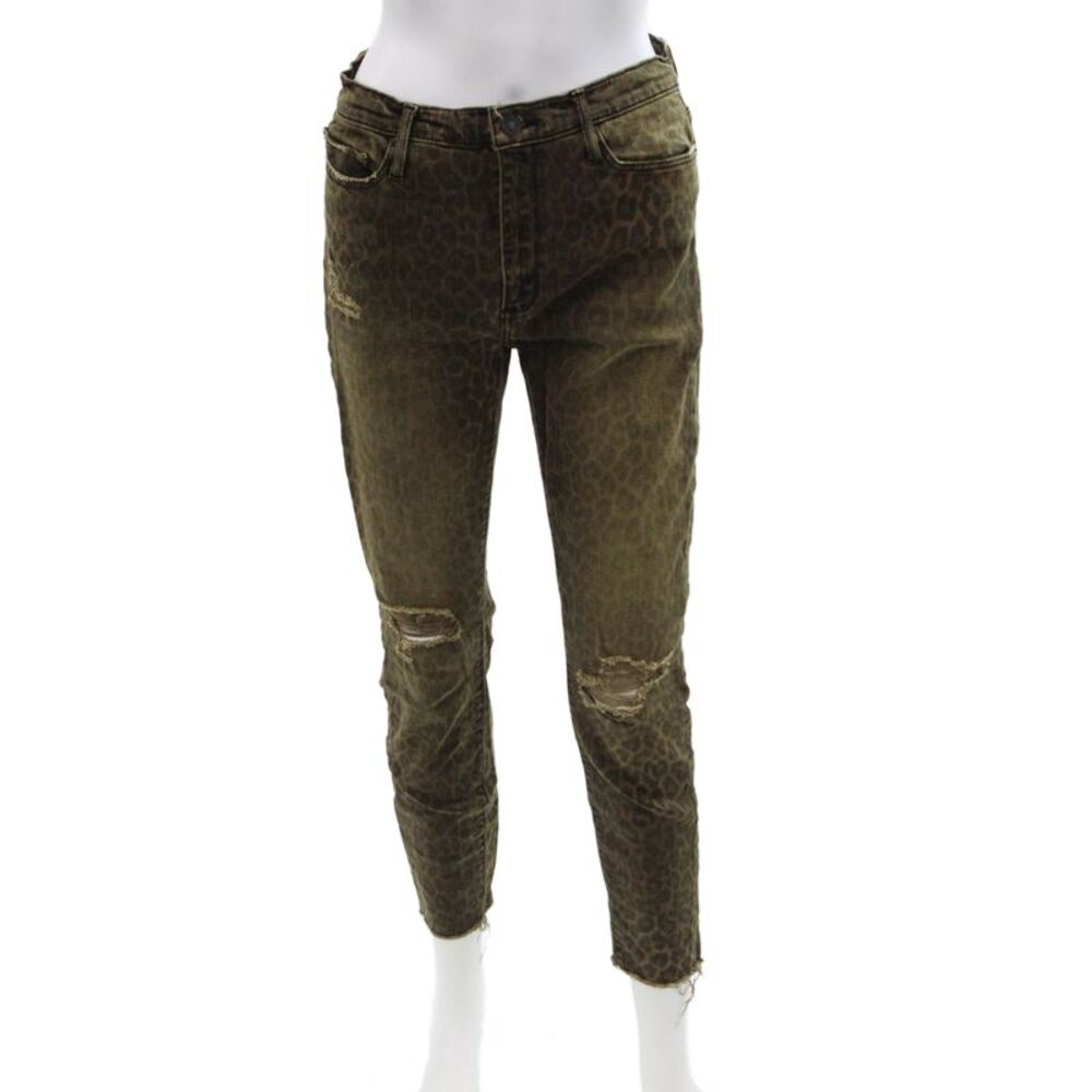 Black Orchid Women Ankle Cropped Jeans Brown Animal Print Size 28